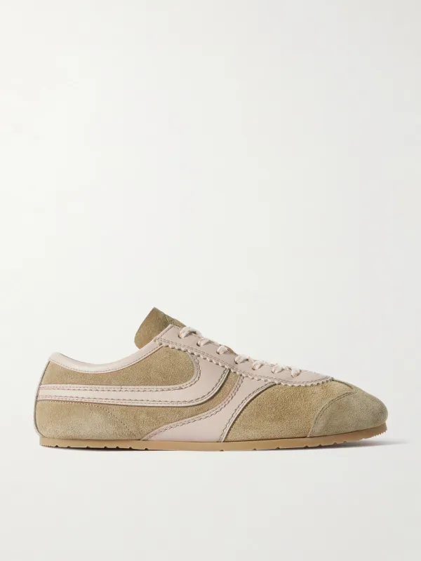 Leather-Trimmed Suede Sneakers