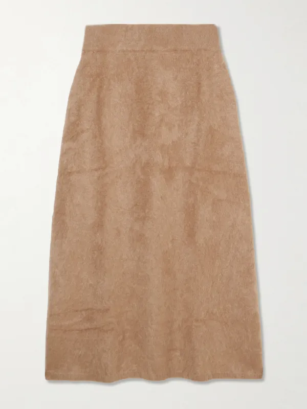 Asta Brushed-Cashmere Midi Skirt