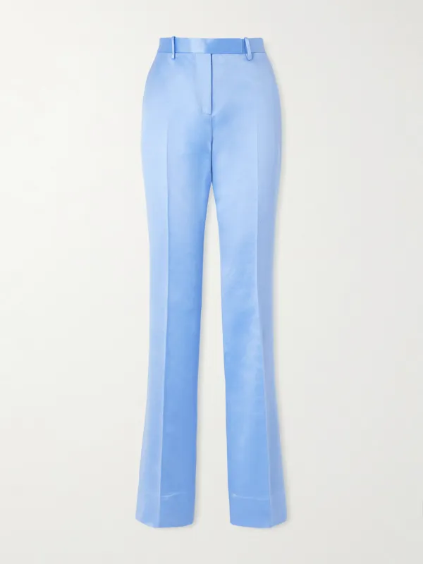 Cotton and Silk-Blend Duchesse Satin Straight-Leg Pants