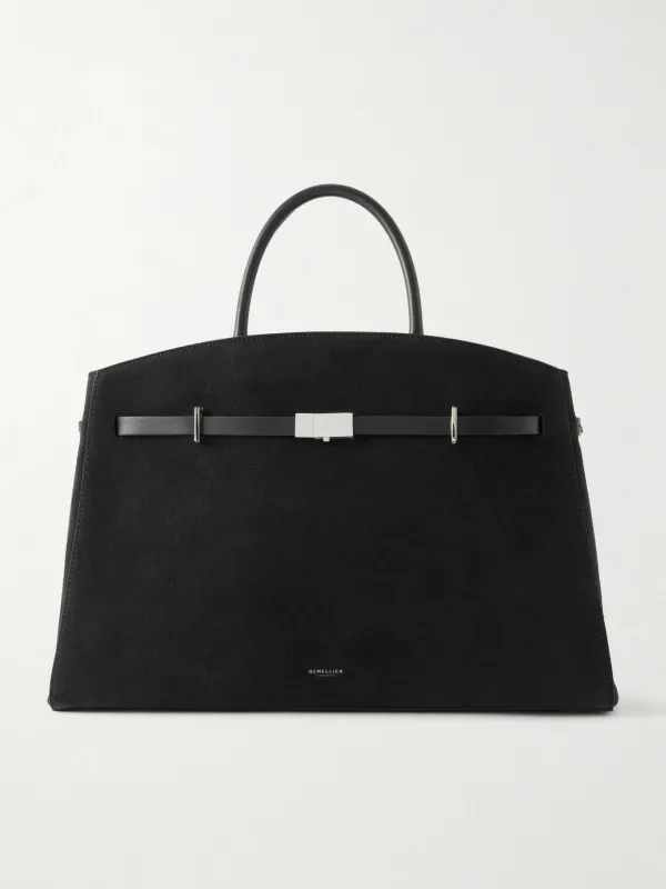 The Hudson Leather-Trimmed Suede Tote