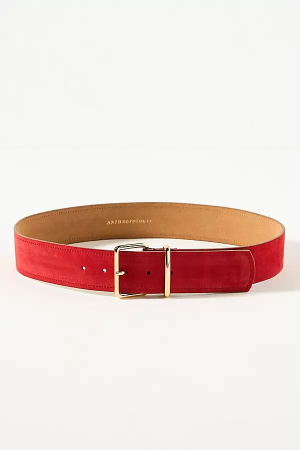 Square-Buckle Suede Belt by Anthropologie