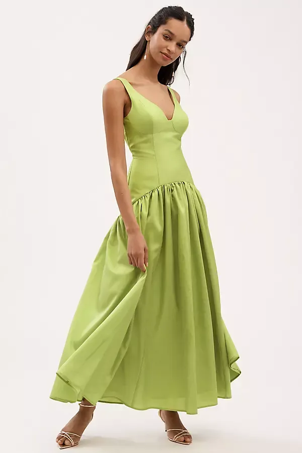 Gabriella V-Neck Drop-Waist Maxi Dress