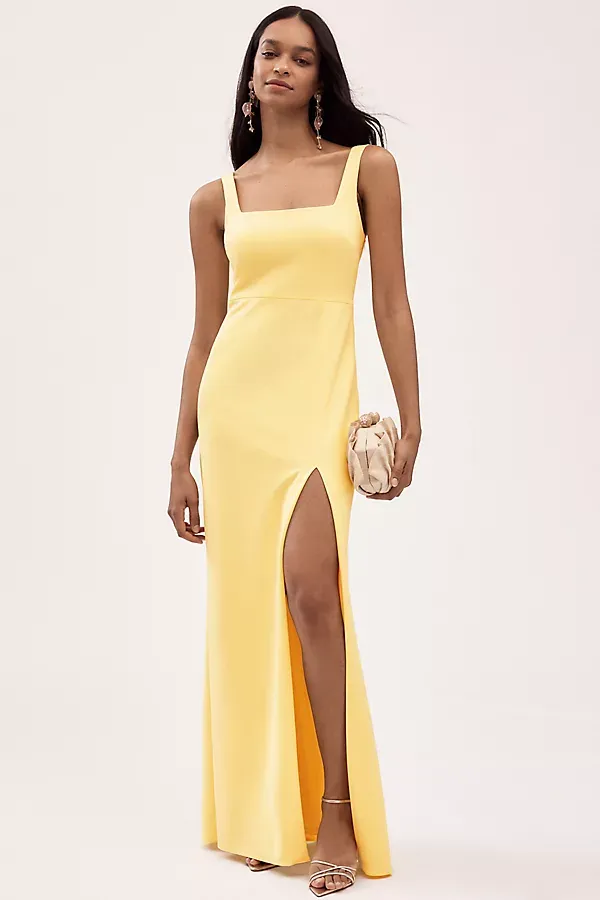 Blake Square-Neck Stretch Crepe Maxi Dress by BHLDN