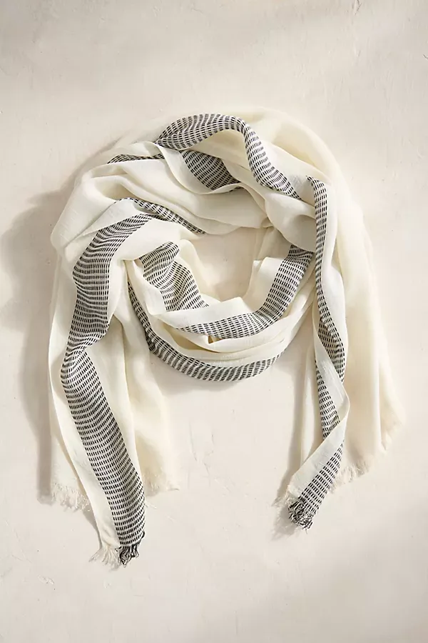 Fringed Stripe Scarf by Elizabeth Gillett