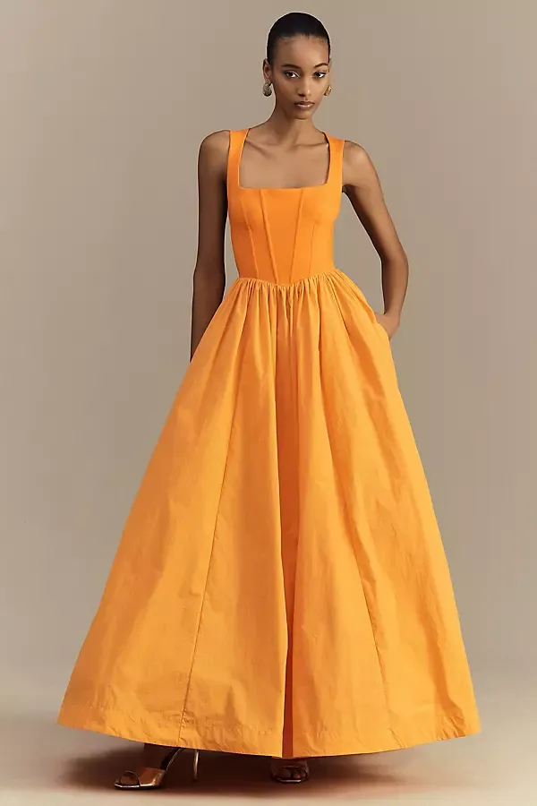 Josie Scoop-Neck Corset Fit & Flare Maxi Dress by BHLDN