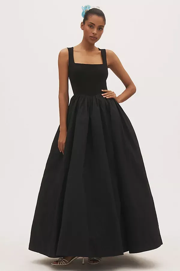 Josie Scoop-Neck Corset Fit & Flare Maxi Dress