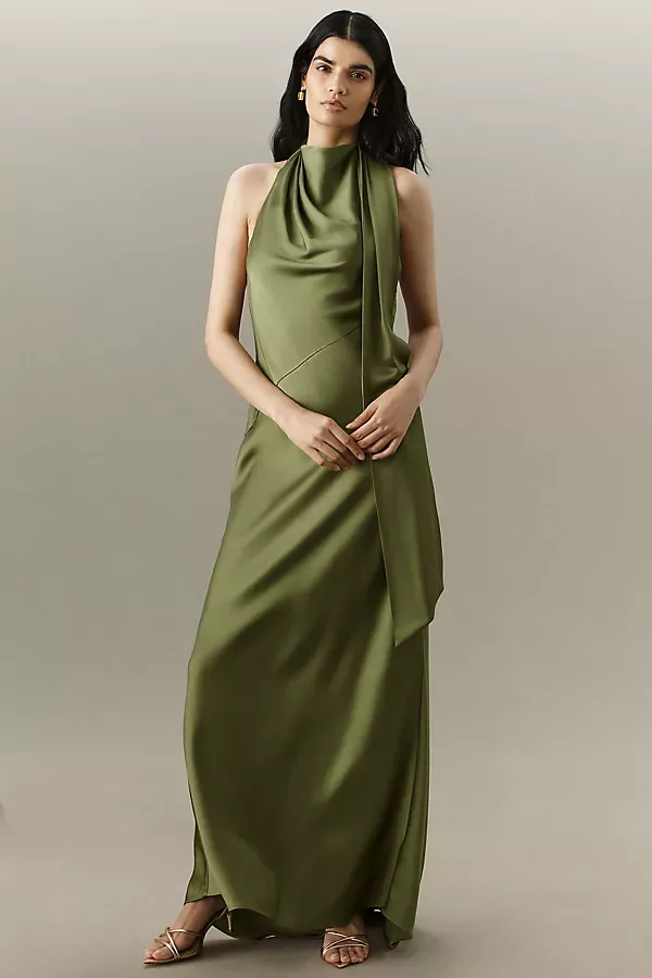 Adriana Mock-Neck Halter Midi Dress