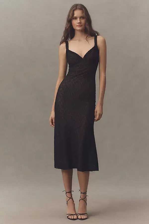 Alegra Sleeveless V-Neck Stretch Lace Midi Dress