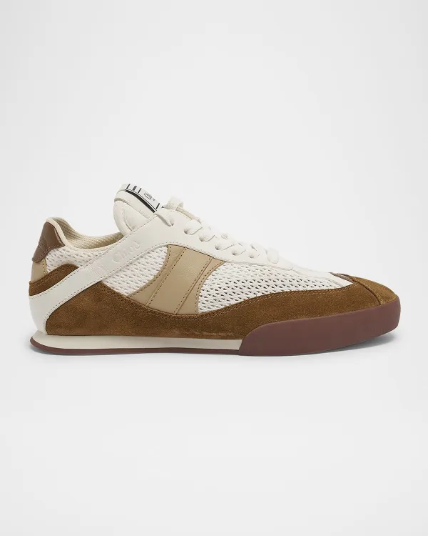 Kick Mesh and Leather Low-Top Sneakers by Chloe
