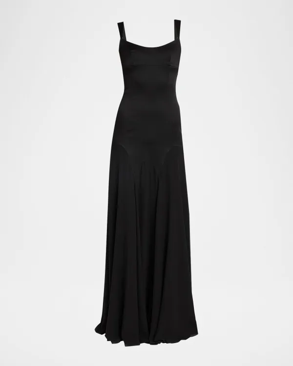 Sleeveless Satin Evening Dress