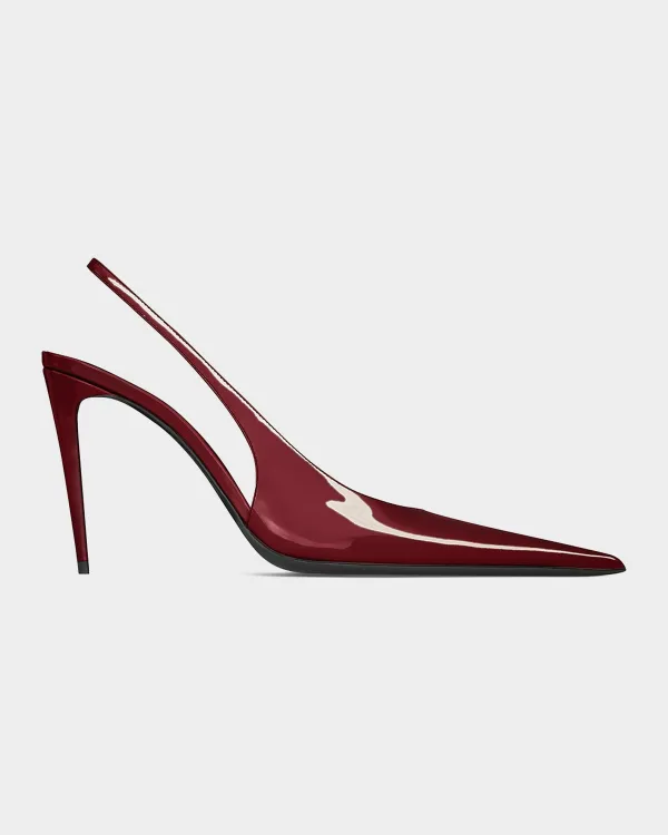 95mm Vernice Patent Leather Slingback Pumps