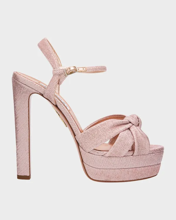 130mm Nina Metallic Knot Platform Sandals