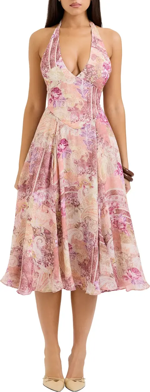 HOUSE OF CB Solada Floral Halter Midi Sundress